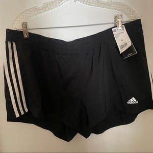 ADIDAS PACER 3-STRIPES WOVEN SHORTS- Black/white stripes womens XL